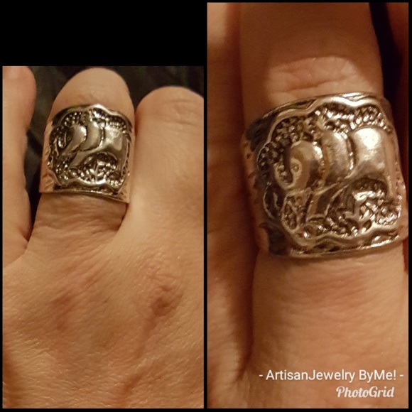 Kissing Elephants Style # 2 Cuff & Ring Set - Picture 2 of 5